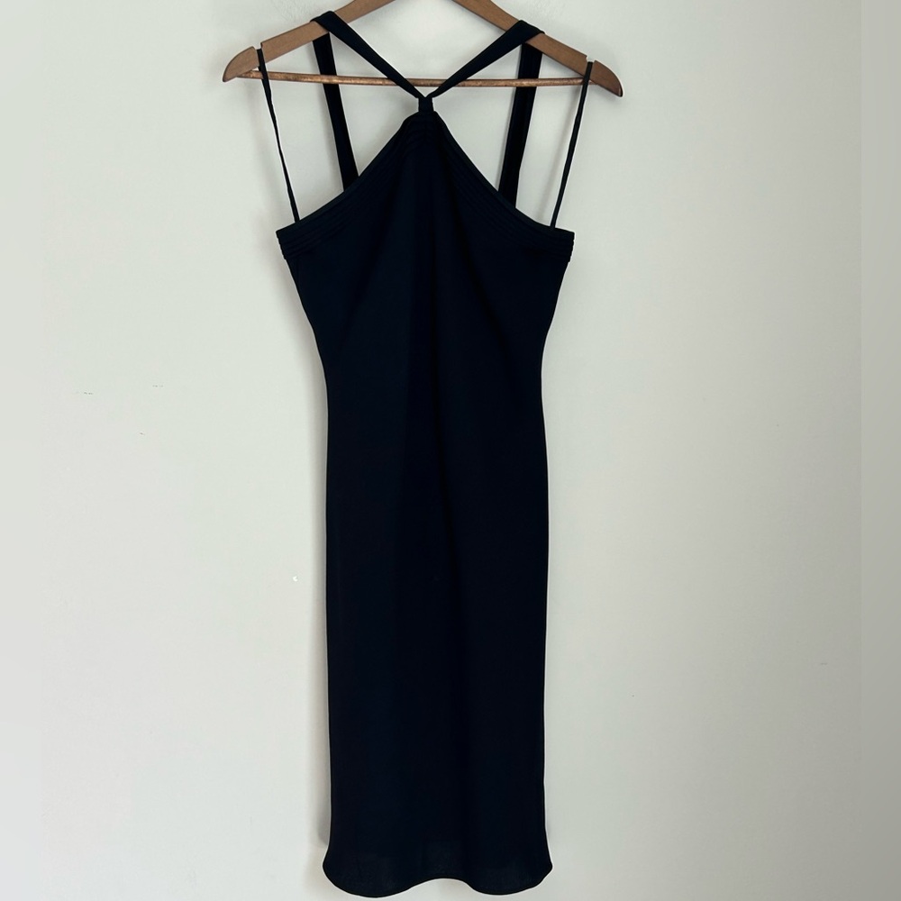 Evan-Picone Petite 6P Black Crisscross Strappy Cocktail Dress